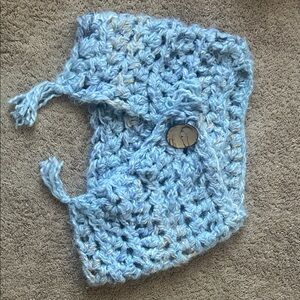 Handmade Blue Crochet shawl/scarf with Button